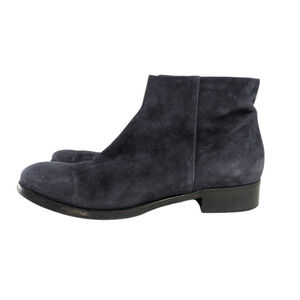 Luca Grossi Per Carucci Navy Blue Suede Ankle Booties Boots Size 39.5 Italy Zip